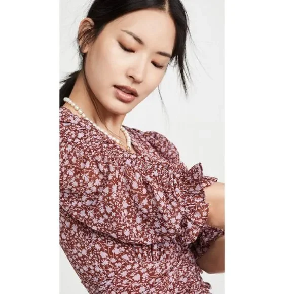 re:named 'Raven' Girly Romantic Ruched Mini Dress Ditsy Floral Cottagecore - Picture 5 of 16